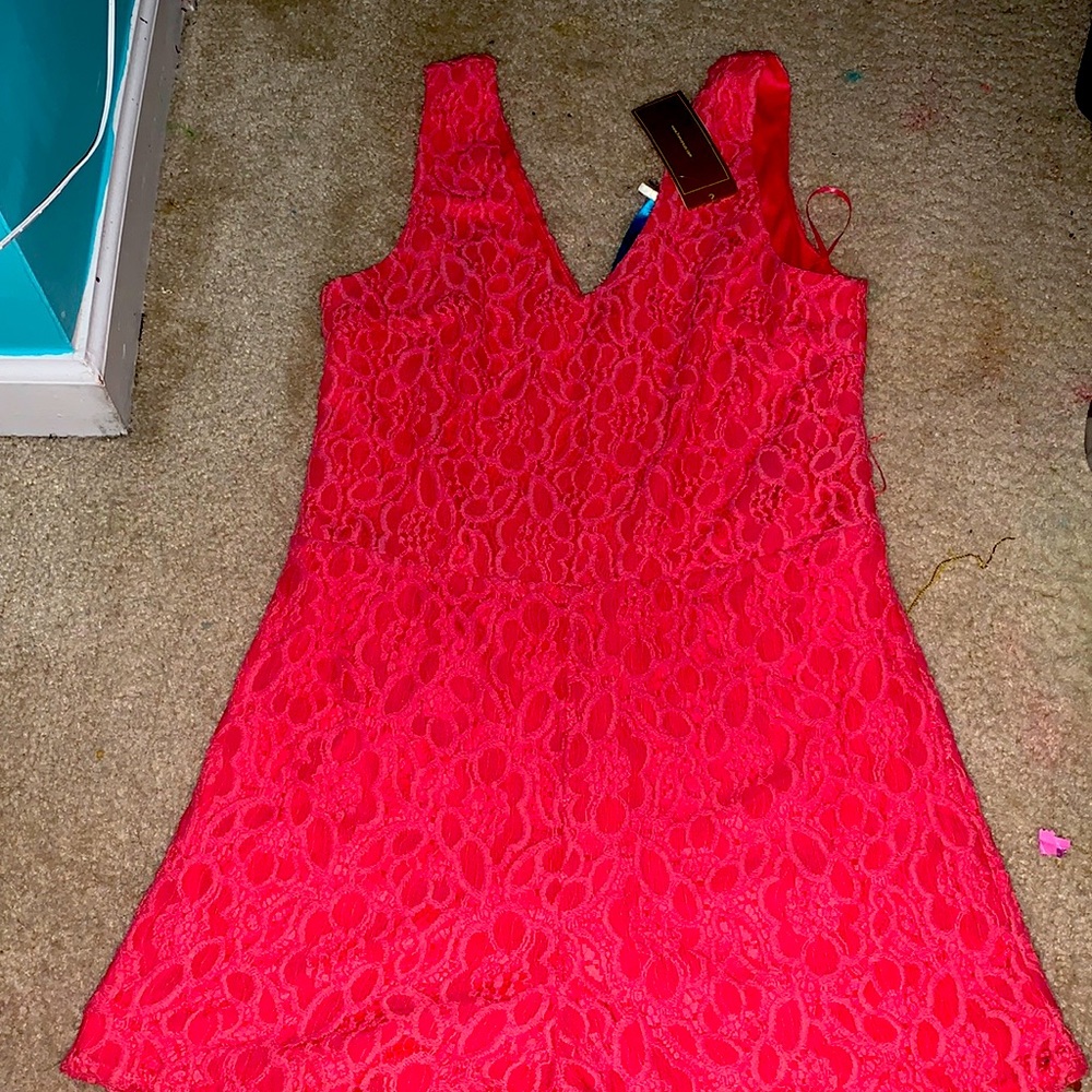 Pink coral floral romper